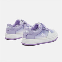 KAPPA KIDS卡帕童鞋儿童板鞋春季百搭轻便舒适男童单网板鞋女童休闲鞋 米白/紫 24码内长约165mm