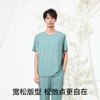 松山棉店情侣家居服新中式国风柔软亲肤宽松版型短袖长裤套装 男士-灰色-短袖 L （女士165，男士175）