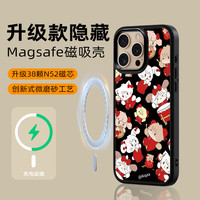 BLINBLIN鎏金手机壳iphone16promax手机壳iphone15鎏金保护全包pm14手机壳防摔保护套高级感卡通Plus14套 FLL-707-SJ(红色兔子)