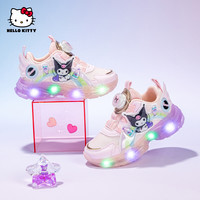 凯蒂猫 Hello Kitty库洛米儿童鞋子女童发光运动鞋2025春季软底纽扣鞋网面轻便鞋 粉色J 32码