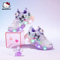 凯蒂猫 Hello Kitty库洛米儿童鞋子女童发光运动鞋2025春季软底纽扣鞋网面轻便鞋 粉色J 31码