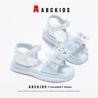 Abckids童鞋女童夏季时尚凉鞋2025透气鞋子儿童蝴蝶结公主鞋 米色 36码