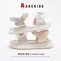 Abckids童鞋女童夏季时尚凉鞋2025透气鞋子儿童蝴蝶结公主鞋 蓝色 30码