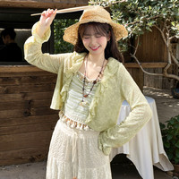 森女部落 snbl 原创度假清新花边开衫外套套装