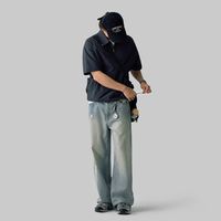 714street日系工装短袖衬衫男25夏季美式翻领T恤设计感polo衫