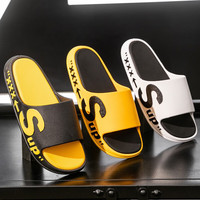 傲万拖鞋男外穿夏季防滑耐磨厚底潮流男士家用室外沙滩凉拖鞋户外 S黑黄 44-45