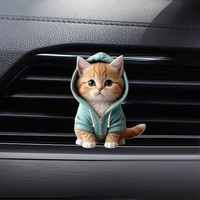 狸小染可爱猫咪汽车香薰出风香水夹亚克力小猫车载装饰品车内饰品摆件 【2个装】蓝色小猫+粉色小猫