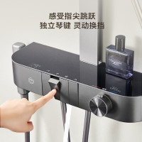 京东京造 黑天鹅恒温淋浴花洒全套装四功能顶喷手持增压3档喷枪除垢枪灰