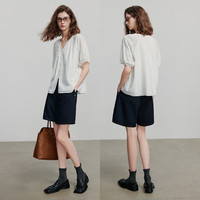 初语V领衬衫女2025夏季新款文艺风重工绣花百搭气质衬衣上衣