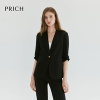 【莫代尔】PRICH时尚干练通勤西装套装一粒扣收腰显瘦女士外套 19黑色长裤 165