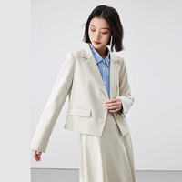 伯德小姐面试西服套装女职业正装考公气质休闲通勤教师西装外套 DX164 浅灰色西装+百褶裙 XS 适合80-90斤可穿