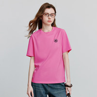 初语宽松纯棉T恤女2025夏季绿绒蒿刺绣5A级抗菌亲肤百搭上衣 玫红色 M