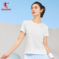 乔丹QIAODAN短袖女t恤夏季透气速干圆领运动跑步T恤女上衣 C款-乔丹白 L