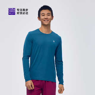 必迈跑步运动训练长袖男春夏通勤慢跑T恤透气防磨速干上衣男 【吸湿速干】天青色 L 码【男款】