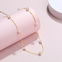 珍珠皇后 s925银淡水珍珠项链满天星项链4.5-5mm小米珠串