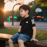Adidas阿迪达斯儿童夏季休闲运动宽松短袖T恤