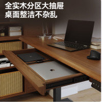爱特屋 沐风实木电动升降桌家用电脑桌书桌 R2双电机【实木桌面+抽屉+排插】 180x80cm【厚2.5cm】