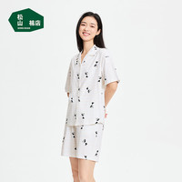 松山棉店情侣宠物家居服自带凉感透气不闷热不易粘毛居家短袖睡衣套装 女士-白色 L （女士165，男士175）