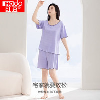 红豆(Hodo)女士睡衣短袖短裤女凉感休闲宽松可外穿女士夏薄款家居服套装 丁香紫 L 170/92A