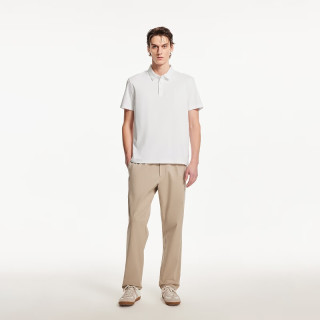 杰克·琼斯（JACK&JONES）男装夏季纯色全棉logo刺绣翻领直筒商务休闲短袖225206049 A06本白色 常规 L （180）