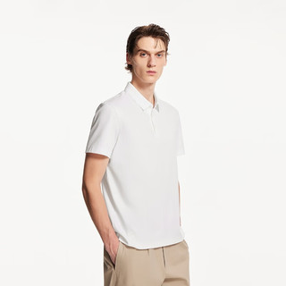 杰克·琼斯（JACK&JONES）男装夏季纯色全棉logo刺绣翻领直筒商务休闲短袖225206049 A06本白色 常规 L （180）