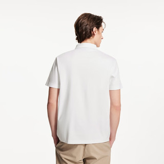 杰克·琼斯（JACK&JONES）男装夏季纯色全棉logo刺绣翻领直筒商务休闲短袖225206049 A06本白色 常规 L （180）