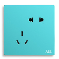 ABB 开关插座面板 轩致系列爱琴海蓝 86型错位斜五孔电源插座 五孔10只装
