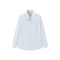 太平鸟清新条纹长袖衬衫25春季可调整纽扣两穿通勤休闲衬衣 蓝色条纹 S