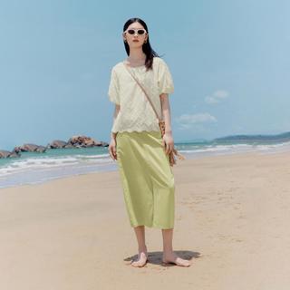 设计感开衩H型牛仔半裙通勤百搭半身裙女