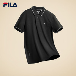 FILA 男装针织短袖POLO衫2025夏季时尚通勤休闲凉感上衣 正黑色-BK L 175/96A/L