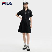 FILA 斐乐官方女装梭织工装连衣裙2025夏季新款时尚凉感防晒收腰裙子