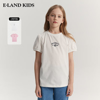 E·LAND KIDS衣恋夏季新品女童简约休闲印花圆领短袖T恤 L/Pink/26 160 cm