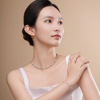 大溪地 绿松石珍珠项链18K金淡水珍珠手链复古珠宝 套装（项链+手链）