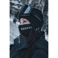 AWKA 新款滑雪头盔毛线帽滑雪装备保暖专用设计感小众雪帽装饰帽子 黑