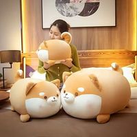 星寇卡通多功能可爱柴犬抱枕超软狗狗毛绒玩具睡觉床上柯基玩偶公仔 黄色大眼睛