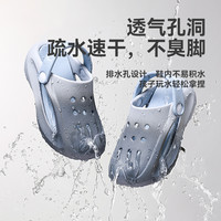 儿童洞洞鞋夏季防滑软底外穿沙滩鞋女孩中大童女童外穿eva凉拖鞋 灰蓝 内长21cm