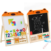 贝伦多实木 小学生儿童双面画板画架套装小黑板支架式宝宝画画写字板 卡通儿童画板磁性双面画板写字板