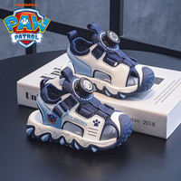 汪汪队休闲男童凉鞋旋转纽扣夏季透气儿童鞋子男宝宝鞋沙滩鞋 米/湖水蓝 29码