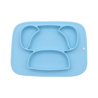 开优米 Kiuimi 宝宝一体式硅胶餐盘 婴儿吸盘辅食碗儿童分格盘卡通餐具 浅蓝色