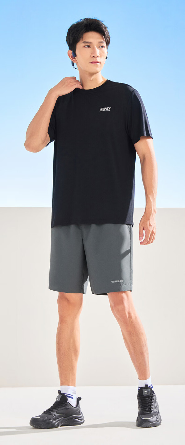 鸿星尔克 运动短裤男夏季五分裤吸湿排汗梭织男裤