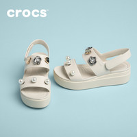 Crocs卡骆驰布鲁克林凉鞋4U户外坡跟鞋厚底女鞋|210676