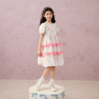 马骑顿（MQD）女童夏季花边蛋糕裙表演出游穿搭公主裙儿童连衣裙 花色 130