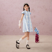 马骑顿（MQD）【新中式】女童夏季国风盘扣旗袍出游穿搭表演服连衣裙 花色 150