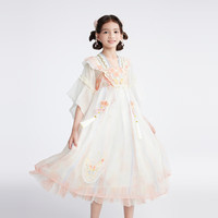 马骑顿（MQD）【汉服】MQD女大童24夏旅游甜美表演国风连衣裙 粉红 150 cm