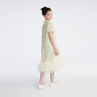 马骑顿（MQD）【国风】MQD女大童24夏仙气网纱拼接连衣裙公主裙演出 米白 120 cm