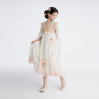 马骑顿（MQD）【汉服】MQD女大童24夏旅游甜美表演国风连衣裙 粉红 130 cm