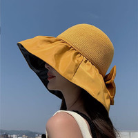 衣起纤手帽子女春夏季出游遮阳防晒渔夫帽遮脸黑胶太阳帽子 【可收纳款】