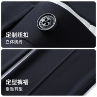 浪登西裤男士抗皱宽松夏季易打理直筒垂感双褶亲肤透气西装裤男 深蓝色 31 (2.39尺) 79.5CM