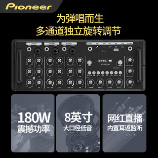 先锋（Pioneer） 音箱户外音响K歌广场舞台直播带蓝牙声卡功放话筒唱歌KTV乐器音箱 黑专业级乐器K歌音响带电池直播