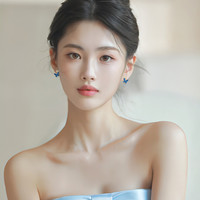 蓝色蝴蝶耳夹女士无耳洞轻奢高级感独特耳环小众设计耳钉耳饰